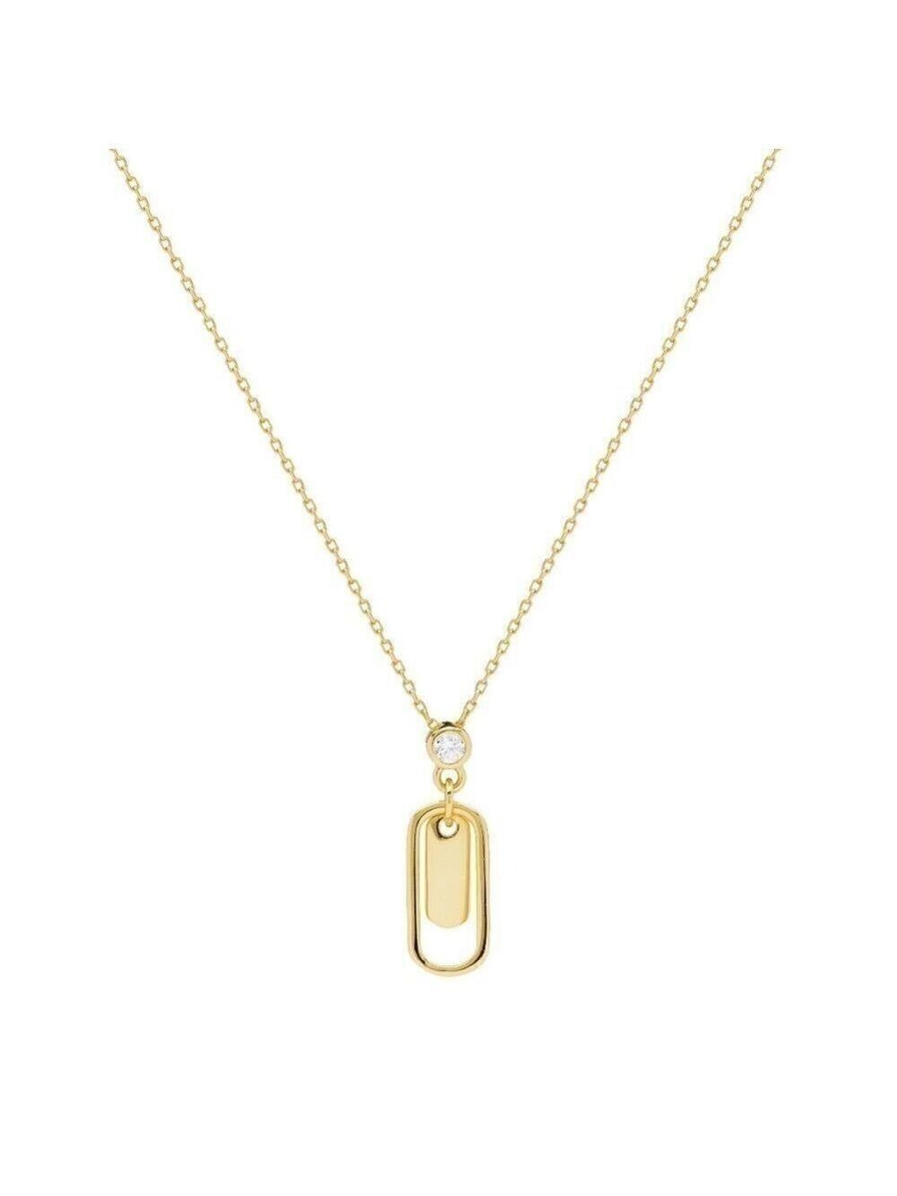 Open Link Charm with Crystal Accent Necklace
